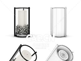 玻璃石头装饰白蜡烛C4D模型