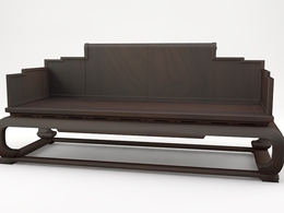 中式仿古家具：云龙纹三人椅C4D模型