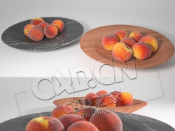 成熟的毛桃红桃子水果C4D模型 Slice bowl peaches