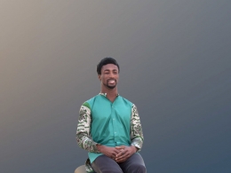 三维扫描写实人物坐着聊天的非洲男人