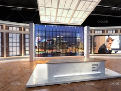 演播室电视台摄制室内环境 Cinema 4D 3D Model TV Studio Set