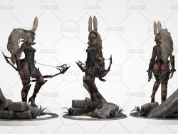 拿弓箭的女孩游戏模型 Fran Final Fantasy Scene