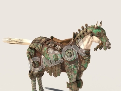 C4D身披铠甲的战马坐骑模型（包含骨骼绑定未包含动画) Horse_A03 3D Model