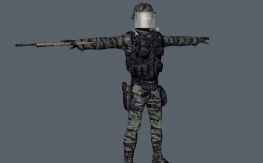 迷彩军人C4D模型