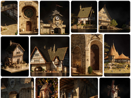 32GB神秘魔法小镇童话村庄房屋楼房建筑3D模型KitBash3D - Enchante