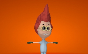 红发卡通男孩C4D模型 little boy 3d model