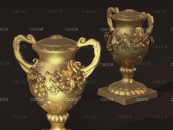 金属雕花奖杯荣誉奖杯C4D模型 cup 3d model
