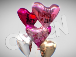 C4D情人节心形气球模型 Air Baloons