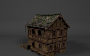 仿古2层木屋C4D模型 Medieval House 3d model