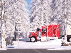 雪景里的卡车渲染场景C4D工程文件