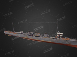 日本海军首舰橘号驱逐舰橘级巡逻舰C4D模型下载Tachibana Worcester 3d model