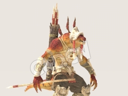 C4D魔兽动物蜥蜴战士模型（包含骨骼绑定动画) LizardM_B02_GRN_SK_BC 3D Model