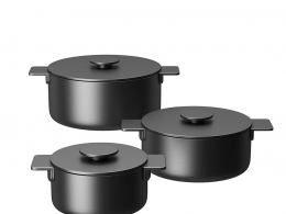 Serax品牌黑色表面系列炊具套装3D模型素材下载Surface Black Cooking Pot Set by Sera
