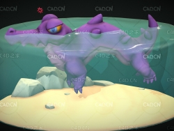C4D水池中游泳的小鳄鱼卡通动物模型 CuteCreature 3d model