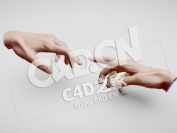 C4D诺基亚双手连接手指互动模型 The Creation of Adam