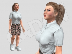 穿裙子运动鞋散步的女人C4D模型
