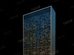 夜间摩天大楼办公楼写字楼C4D模型 Archmodels Vol.103_Night Skyscrapers - model-02