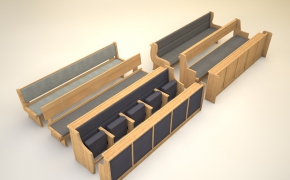 会议长木桌、长座椅C4D模型 Meeting chairs