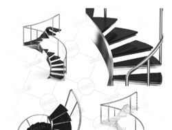 不锈钢黑色时尚旋转楼梯复式公寓别墅楼梯C4D模型Stairs 3d model-23