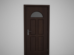 弧形玻璃卧室木门压线门C4D模型下载 Door model