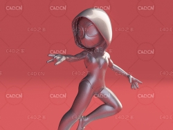 卡通蜘蛛侠玩偶C4D模型 Spider Gwen HiPoly
