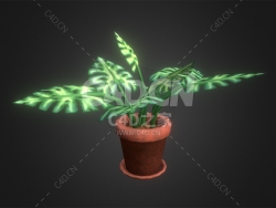 C4D程式化的盆栽植物大叶子龟背竹模型下载