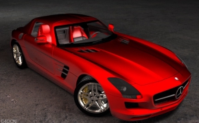 豪车模型：红色奔驰轿车C4D模型 Red Mercedes