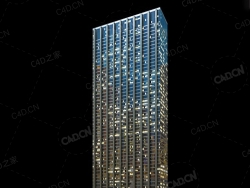 夜间摩天大楼办公楼写字楼C4D模型 Archmodels Vol.103_Night Skyscrapers - model-39