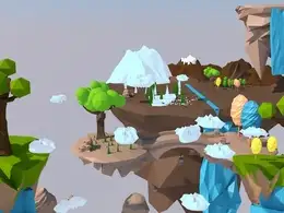 C4D低面多边形小岛动画工程文件 CINEMA 4D Island template