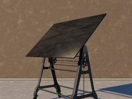 建筑制图金属图板架C4D模型 Cinema 4D 3D Model Architecture Drafting Drawing Board