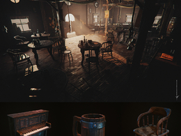 西方复古酒吧家具3D模型 Western Kitbash(OBJ)