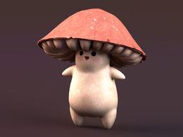 红伞蘑菇卡通动漫c4d模型下载mushroom