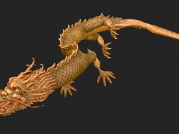 高精度中国神话巨龙中国风金龙动画3D模型下载支持C4D/FBX/GLTF/Blend多格式适用于动画渲染与影视特效制作Chinese dragon 3d model