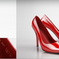 红色女性高跟皮鞋、婚礼红皮鞋C4D模型 High-heeled shoes 3D model