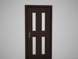 四条透明玻璃深色木门C4D模型下载 Door model