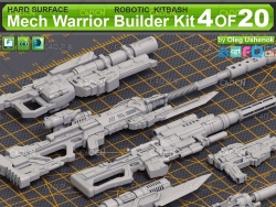 科幻步枪 科幻武器 科幻枪械3D模型 Mech Warrior Hard Surface Kitbash 4