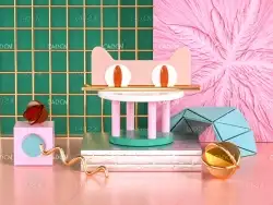 粉色系天猫电商背景C4D工程