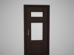 深色两块玻璃木门C4D模型下载 Door model