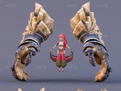 5个大手保护的动漫女孩卡通角色C4D模型Habub