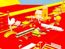 红黄色低面城市建筑 Color Scheme