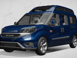 道奇RAM封闭车厢面包车货车promaster-城市旅行车slt-h2-2019款C4D汽车模型下载
