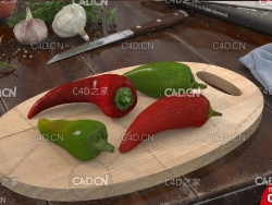 红辣椒 青辣椒C4D模型 Pepper