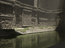 C4D OC荒芜的古寺庙石头建筑模型
