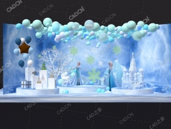 冰雪童话世界卡通舞台场景C4D模型