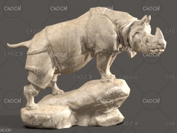 犀牛雕塑C4D模型 Rhino sculpture