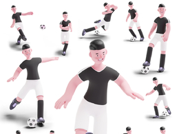 专业足球运动员踢球动作姿势合集3D模型素材包含25个精致动作造型设计Football