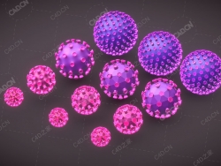 12个冠状病毒低面模型corona-virus-sars-cov-2-low-mid-hi-poly