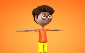 小男孩卡通角色绑定C4D模型 boy 3d model