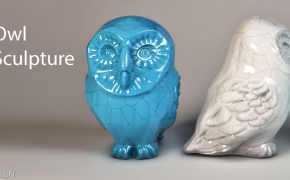 猫头鹰陶瓷摆件3D模型 vudumotion owl sculture
