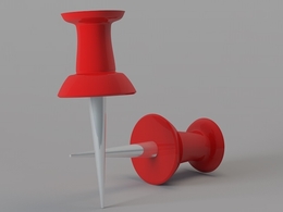 红色大头钉C4D模型 ThumbTac-hlpd